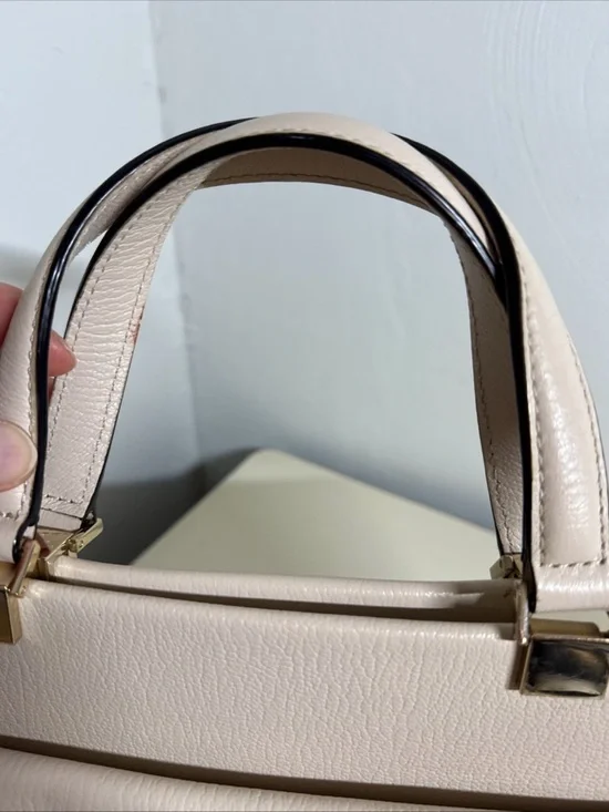 Kate Spade Cream White Pebbled Leather Satchel Crossbody Bag Gold Hardware - Picture 14 of 16
